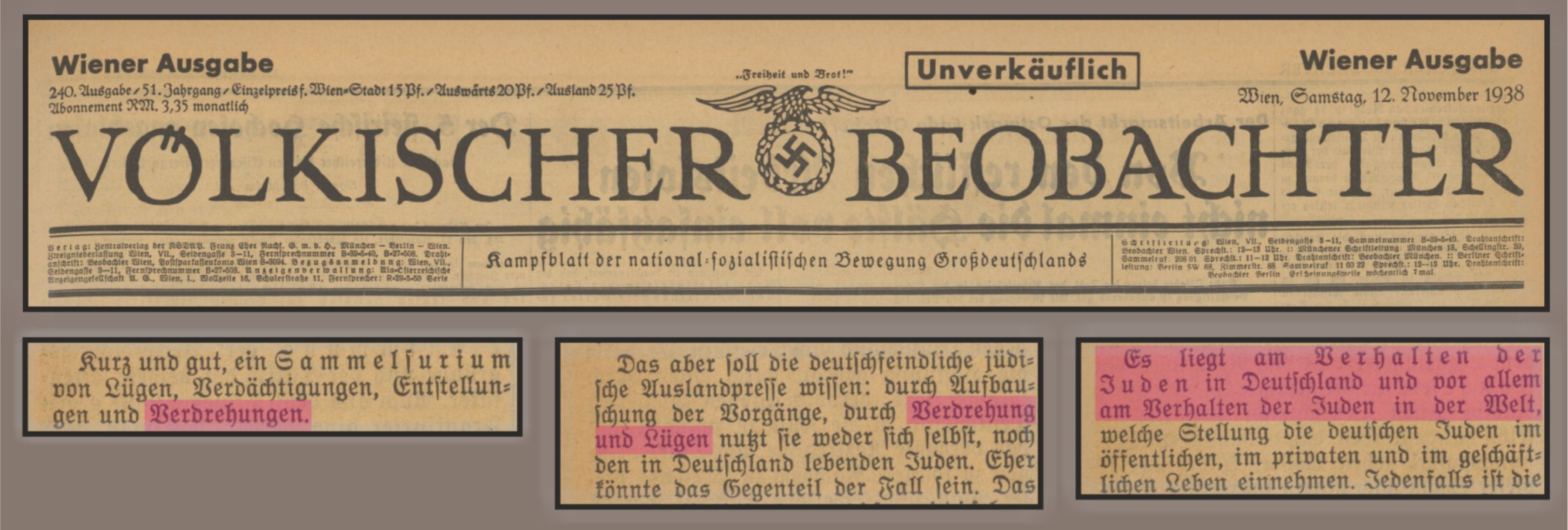 "Völkischer Beobachter" vom 12. November 1938 (Quelle: https://anno.onb.ac.at)