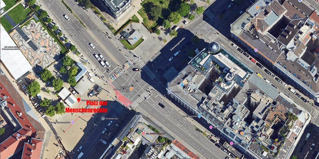 Platz der Menschnrechte in 1070 Wien (Screenshot von maps.google.at)