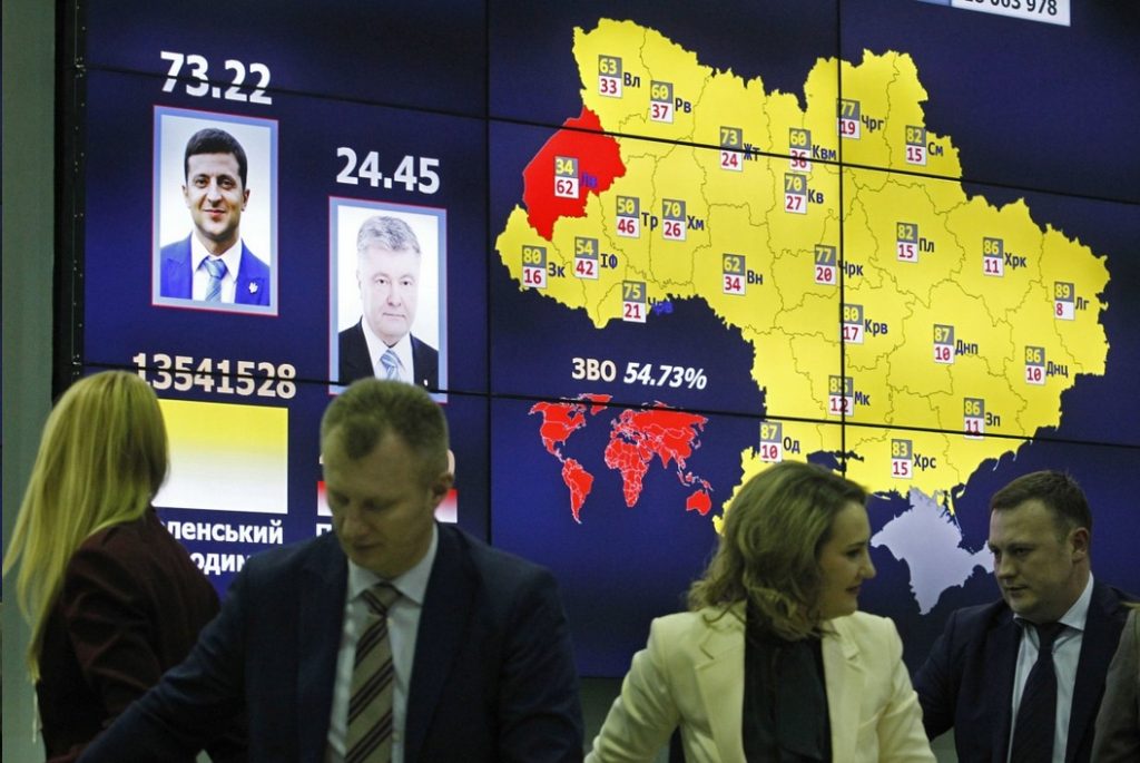 30. April 2019 - Wolodymyr Selenskyj gewinnt den zweiten Wahlgang der ukrainischen Präsidentschaftswahlen mit 73,22 Prozent (© picture alliance/ZUMA Press).
